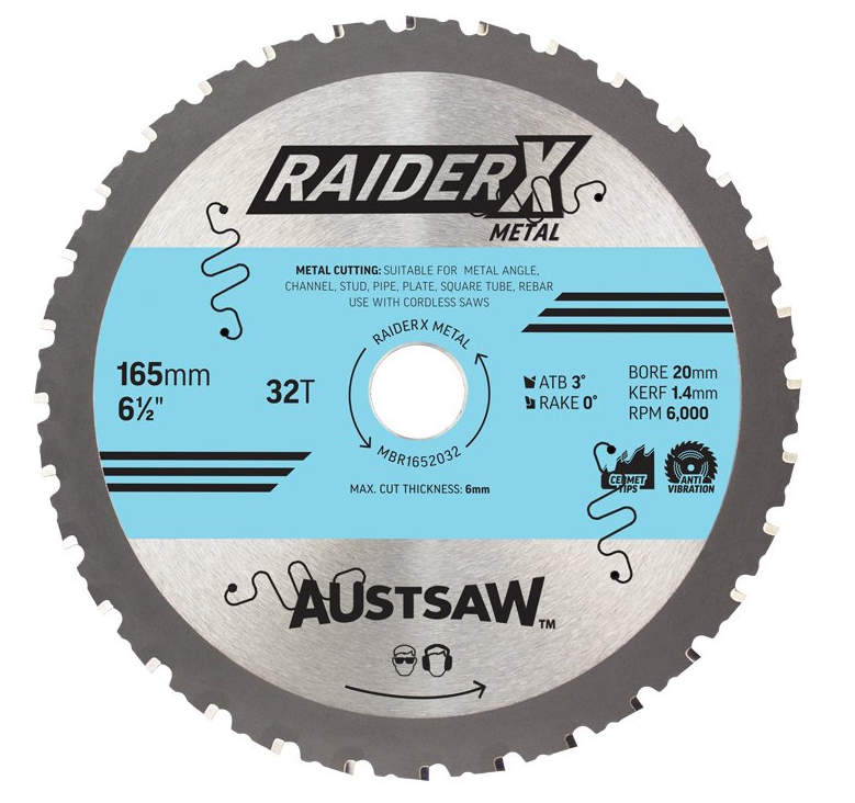 AUSTSAW AUSTSAW RAIDERX METAL BLADE 165MM X 20 X 32T 